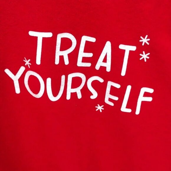 Xhilaration Red With Glittery White "Treat Yourself" Sweatshirt Size XL! - Picture 3 of 15